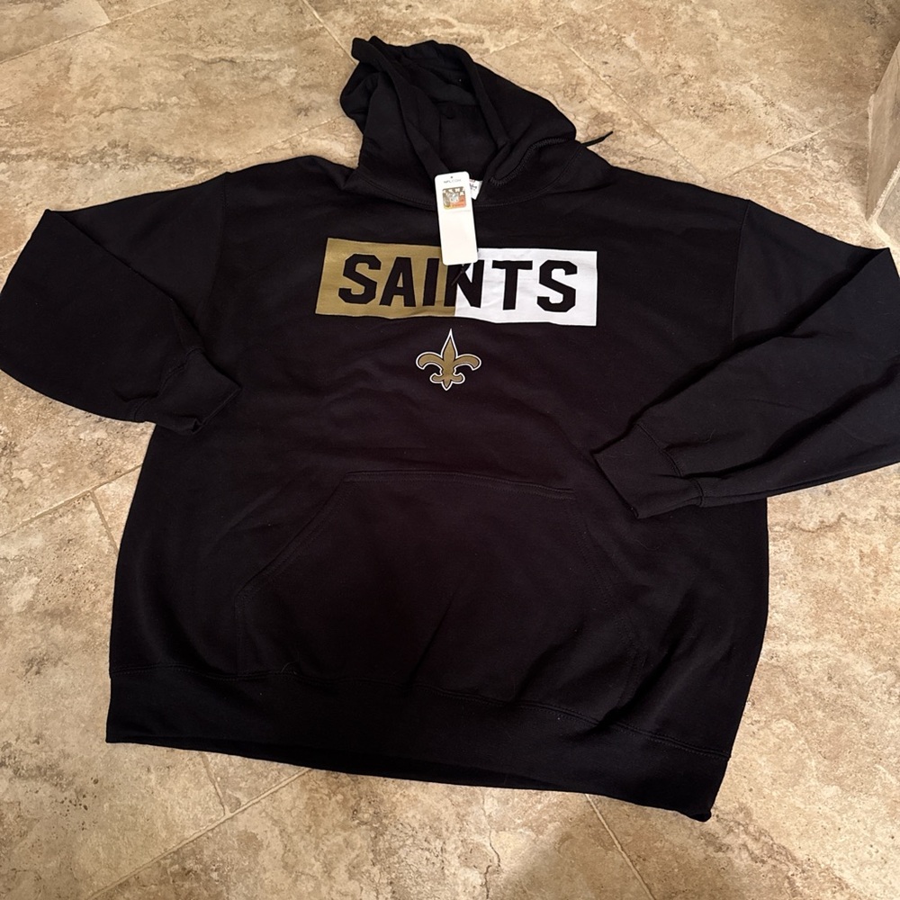 New NFL New Orleans Saints Black Hoodie sweatshirt men’s size large pocket